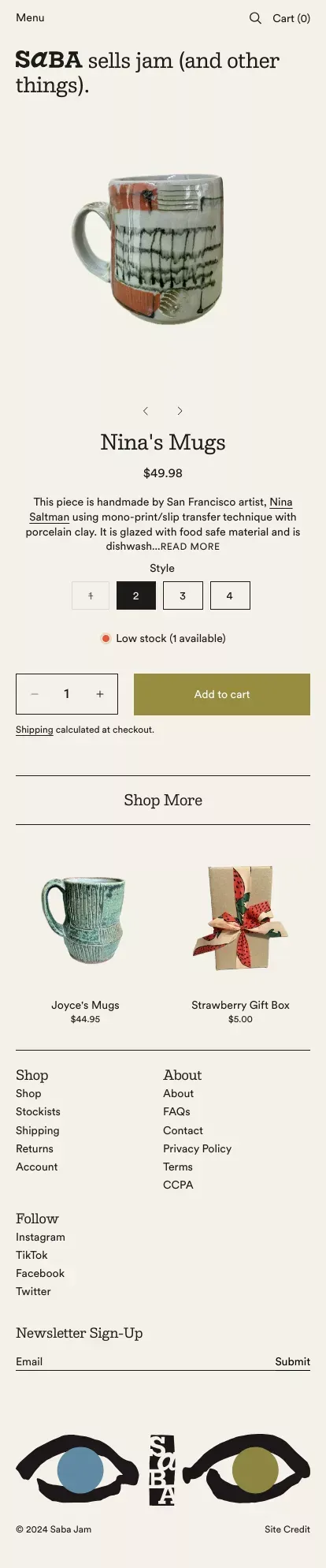 Nina's Mugs – saba jam mobile view