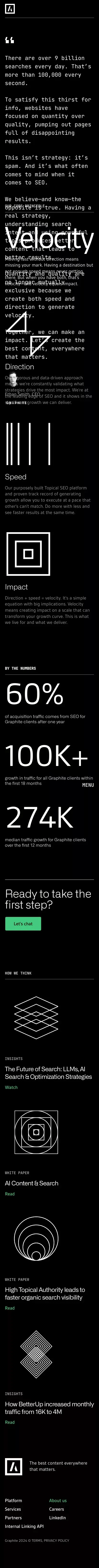 About // Graphite mobile view