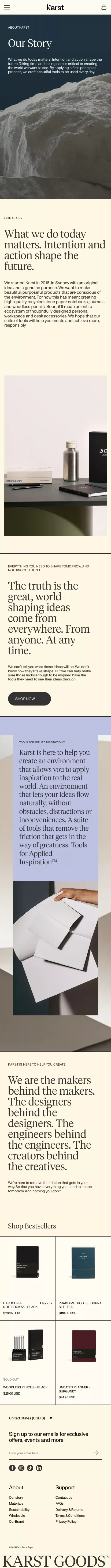Karst Goods | About - Our Story Page mobile view