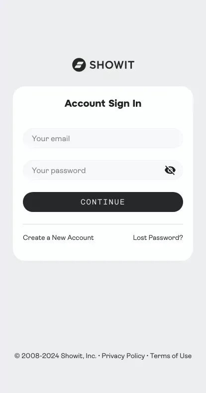 Showit Account mobile view