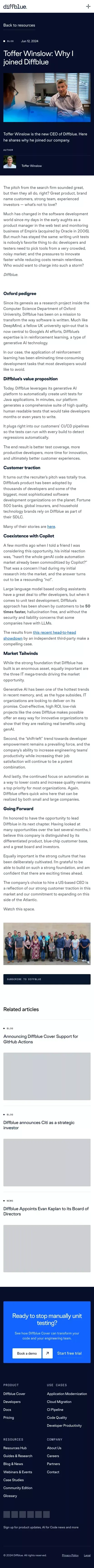 Toffer Winslow: Why I joined Diffblue - Diffblue mobile view