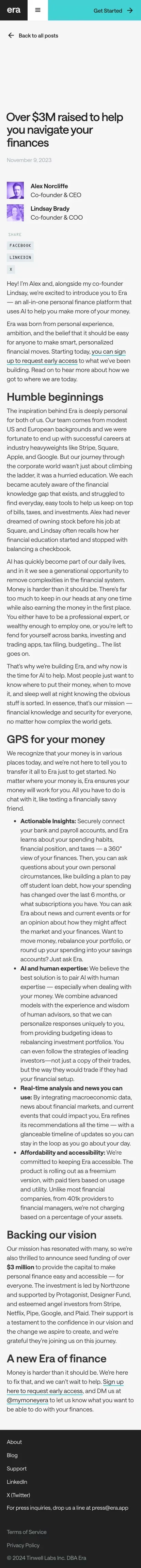 Over $3M raised to help you navigate your finances mobile view