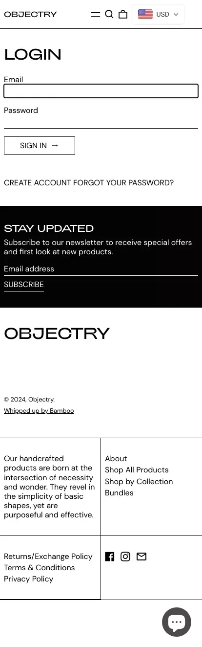Account– Objectry mobile view