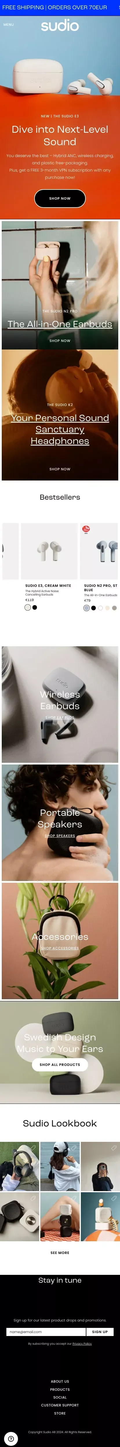 Sudio - Designing Sound | Wireless Earbuds & Speakers mobile view