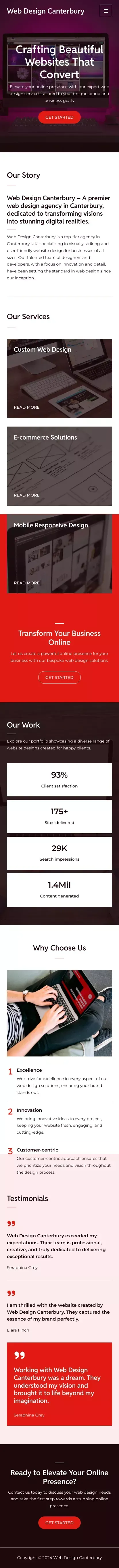 Web Design Canterbury mobile view