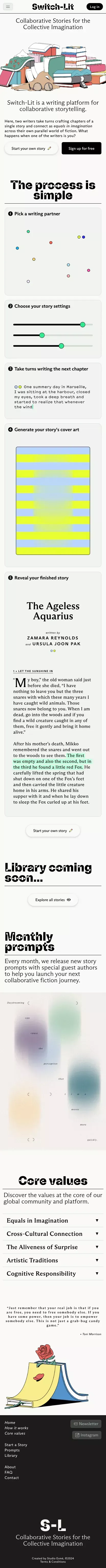 Collaborative Stories for the Collective Imagination - Switch-Lit mobile view