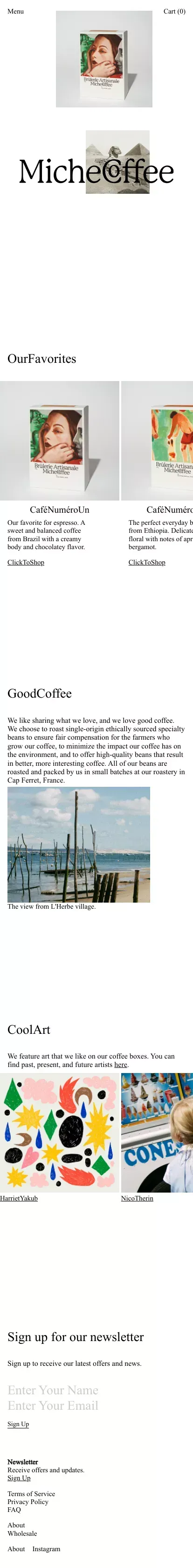 Miche Coffee mobile view