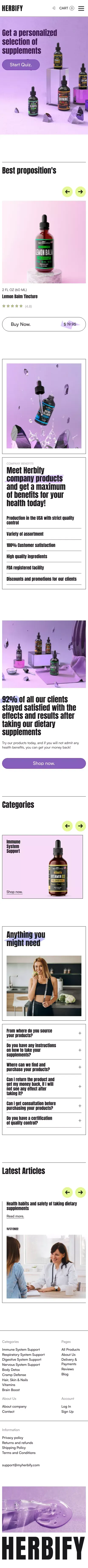 Herbify mobile view