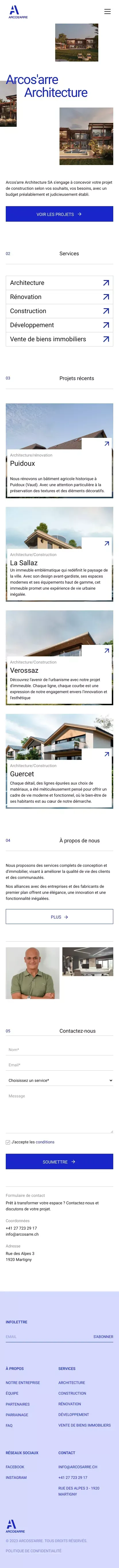 Arcos'Arre Architecture mobile view