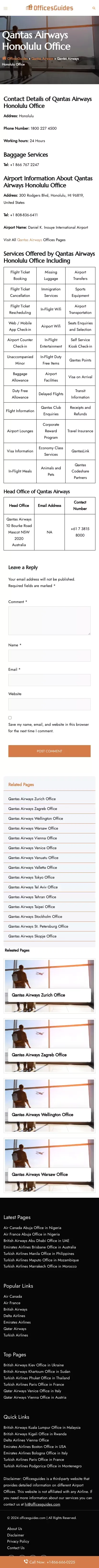 Qantas Airways Honolulu Office +1-866-666-0225 mobile view