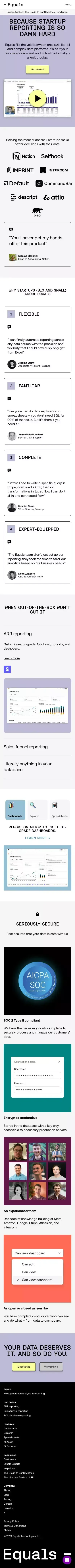 Equals | Next-generation analysis & reporting mobile view