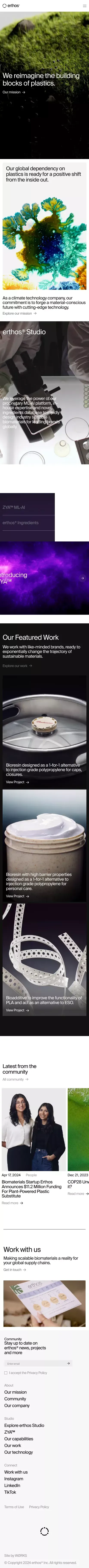 erthos® | We reimagine the building blocks of plastics. mobile view