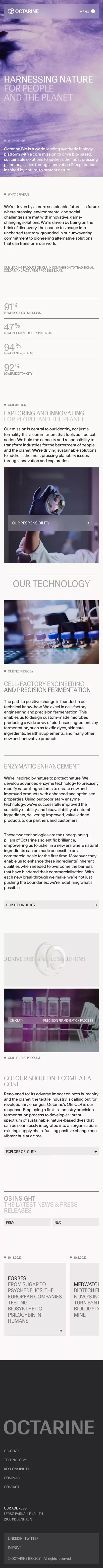 Octarine Bio mobile view