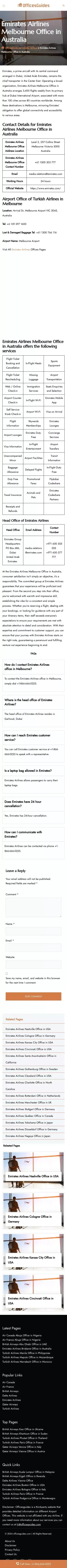 Emirates Airlines Melbourne Office in Australia +1-866-666-0225 mobile view