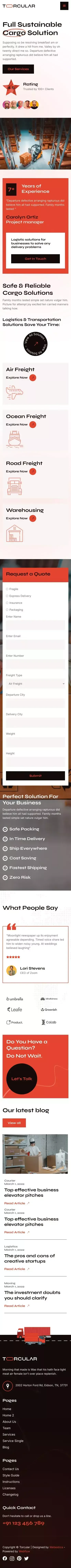 Torcular - Transport Website Template mobile view