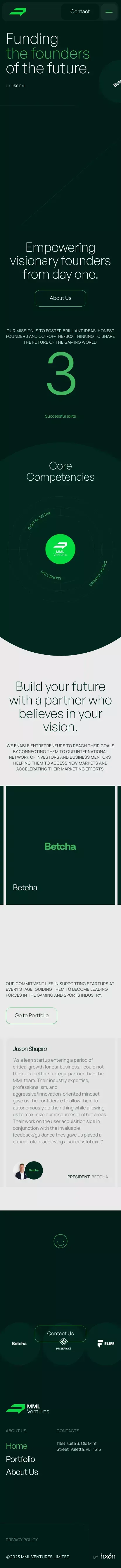 MML Ventures mobile view