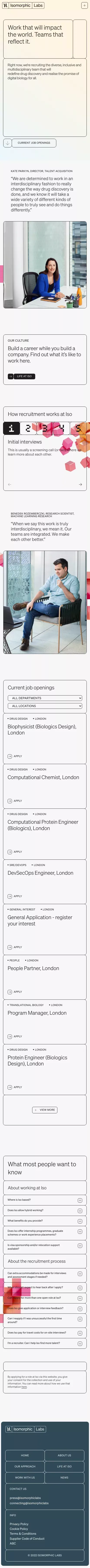 Work With Us - Isomorphic Labs mobile view