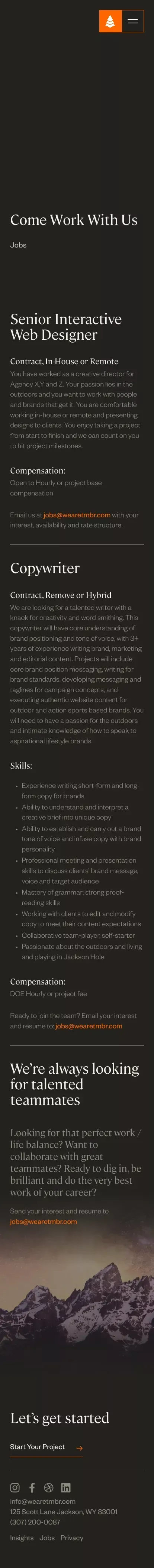 Jobs at TMBR - Web Developer, Graphic Designer, Project Management mobile view