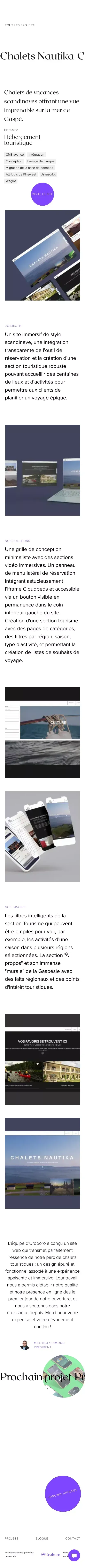 Projet web de Chalets Nautika | Uroboro mobile view