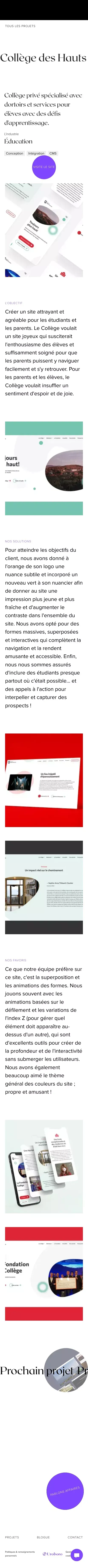 Projet web du Collège des Hauts Sommets | Uroboro mobile view