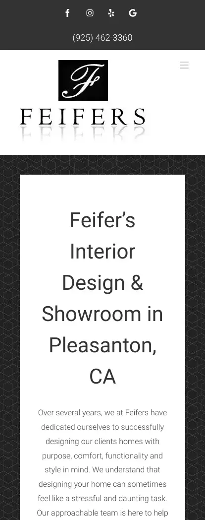 Feifers Interior Design in Pleasanton, CA mobile view