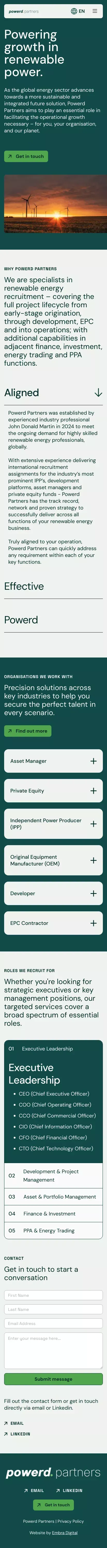 Executive Recruitment for Global Renewable Energy | Powerd Partners mobile view