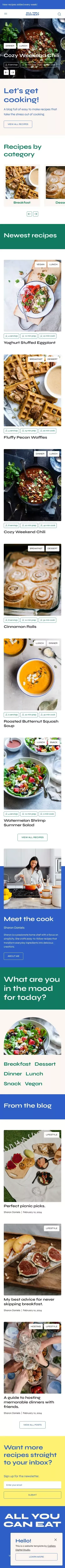 All You Can Eat Recipe Blog - Webflow HTML Website Template mobile view