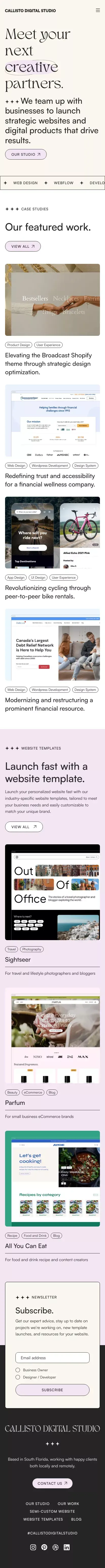 Callisto Digital Studio - Web Design and Development mobile view