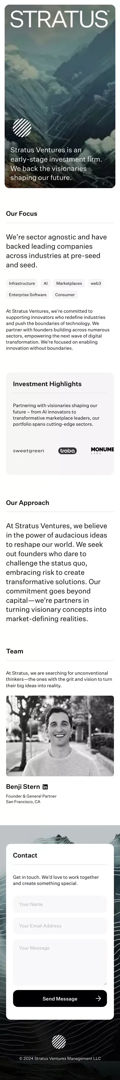 Stratus Ventures – Venture Capital Firm mobile view
