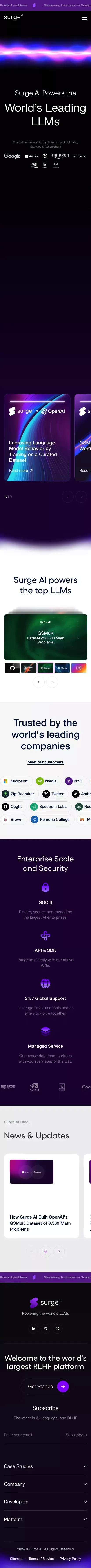 Surge AI | World's Most Powerful Data Labeling Platform mobile view