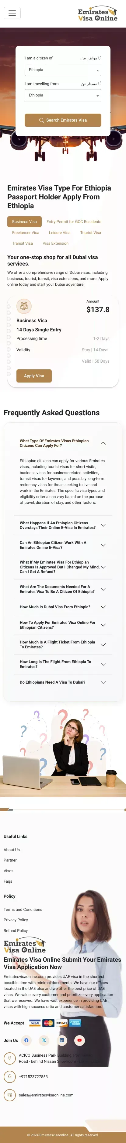 Emirates Visa for Ethiopia Citizens in 2024 | Online Application mobile view