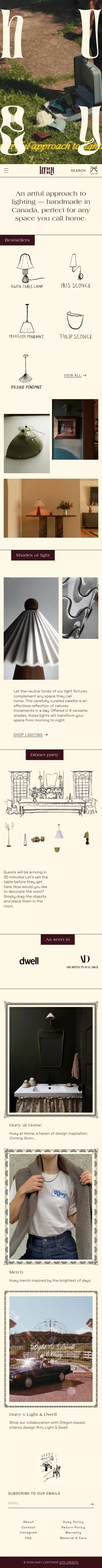 Huey Lightshop mobile view
