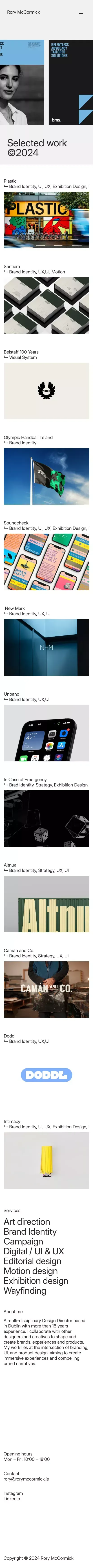 Rory McCormick Portfolio mobile view