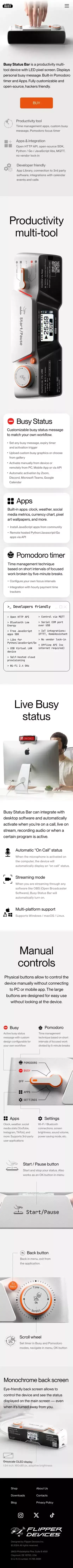 Busy Status Bar — Productivity Multi-tool Device with an LED pixel screen mobile view