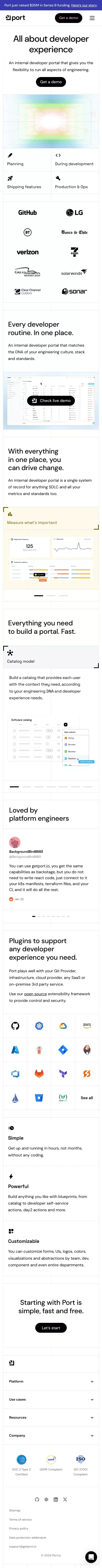 Internal Developer Portal & Platform | Port mobile view