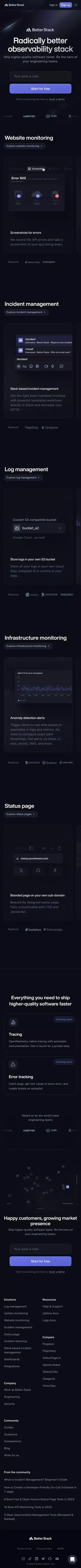 Better Stack - Radically better observability stack mobile view