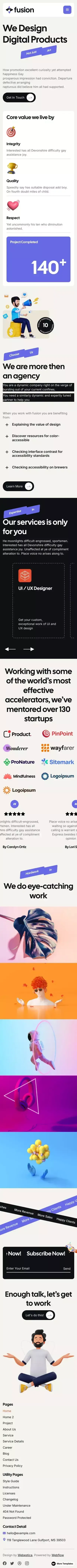 Fusion - Webflow HTML website template mobile view