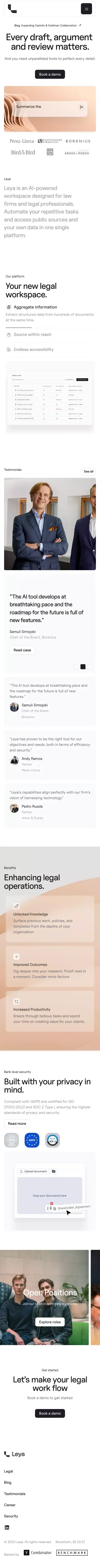 Leya | The future of legal work mobile view