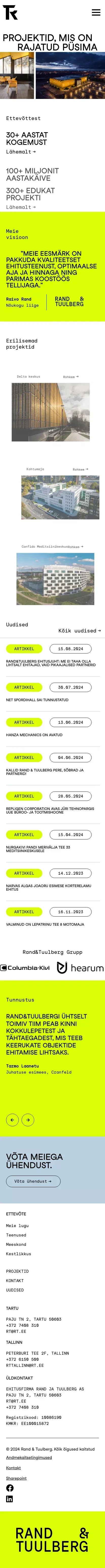 Ehitusfirma Rand ja Tuulberg AS | Kodulehe avaleht mobile view