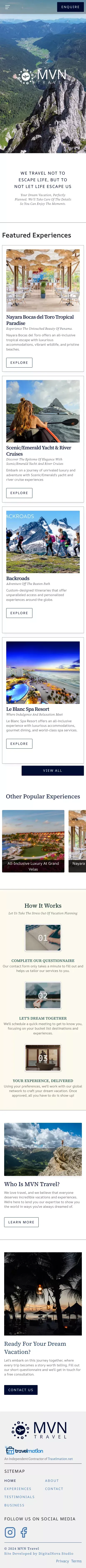 MVN Travel | Luxury Travel Experiences mobile view