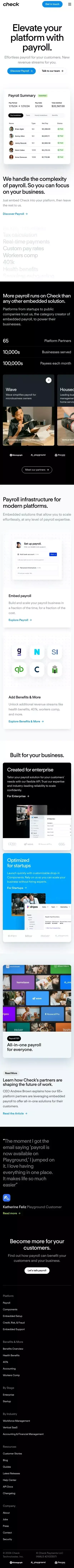 Embedded Payroll for Platforms | Check mobile view