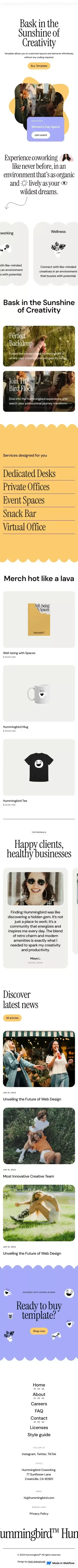 Hummingbird - Webflow Ecommerce website template mobile view