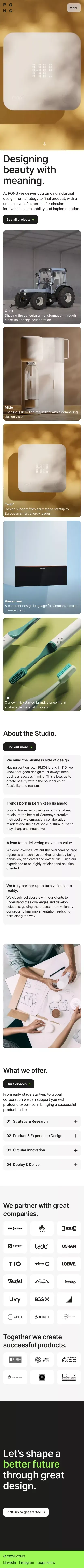 Designing beauty with meaning | Industrial design from Berlin | PONG mobile view