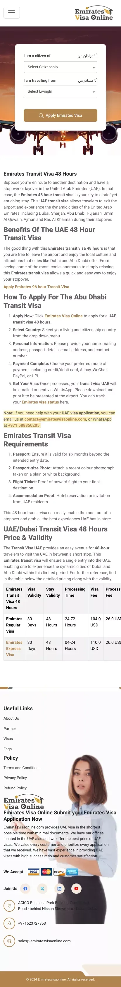 Emirates 48 Hour Transit Visa | Apply & Get Uae Transit Visa mobile view