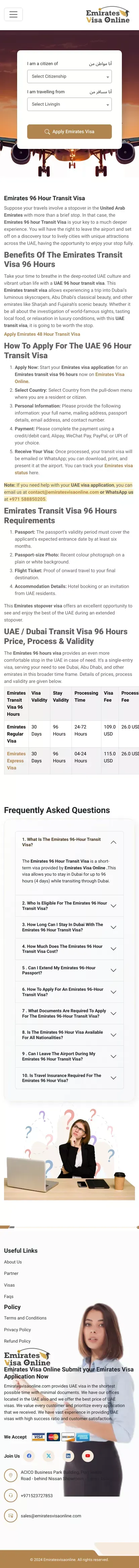Emirates 96 Hours Transit Visa Online Application: Fill & Get Visa mobile view