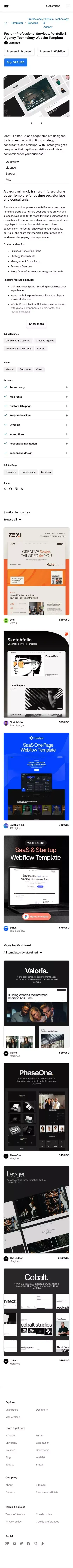 Foster Website Page Template for Webflow mobile view