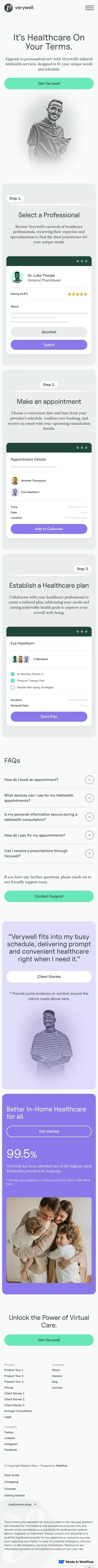 Verywell - Webflow HTML Website Template mobile view