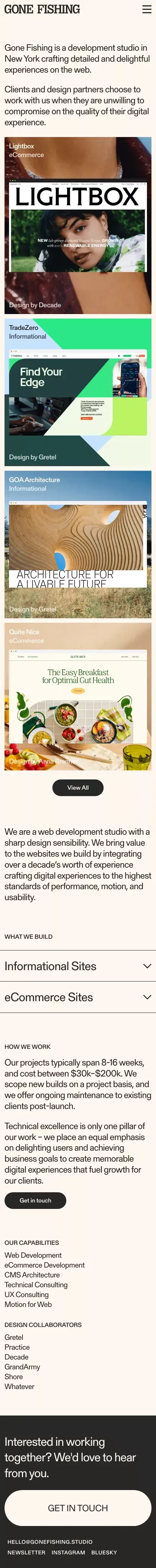 Gone Fishing Studio mobile view