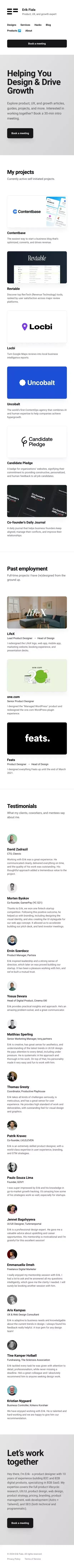 Erik Fiala: Product, UX, and growth expert mobile view