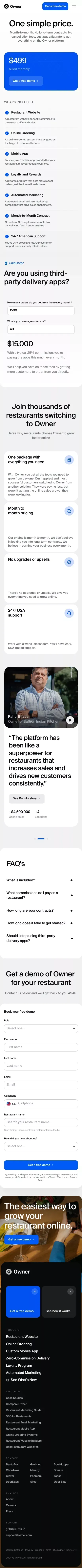 Pricing | Owner.com mobile view